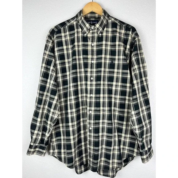 Ralph Lauren Blake Large Black & Beige Plaid Long Sleeve Button Up Shirt - Picture 2 of 6